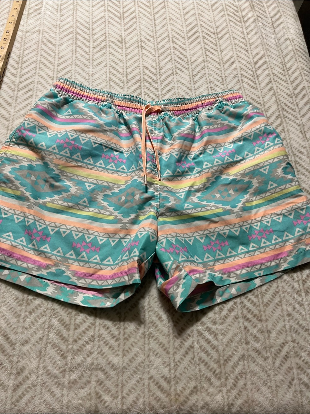 Chubbies Shorts Teal Aztec The En Fuegos  Swim Trunks Lined Size XL Mens